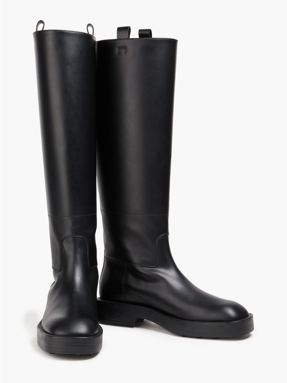 NIB Tods Gomma Leather Knee Boots Black Riding Quiet Luxury Designer Sz 40